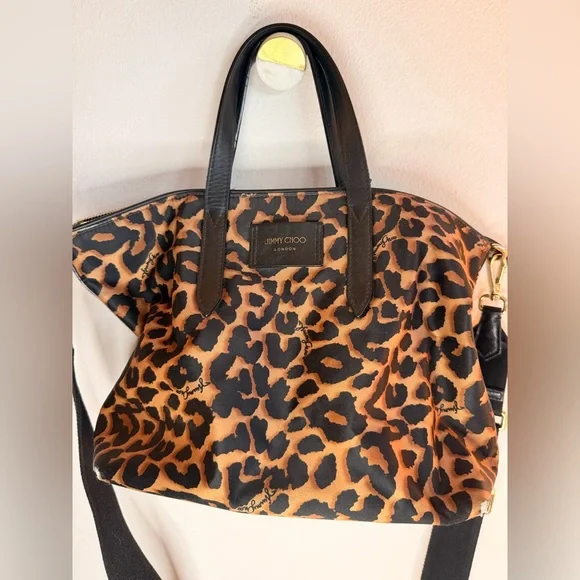 Jimmy Choo Black and Brown Leopard Shoulder Bag - Picture 3 of 14